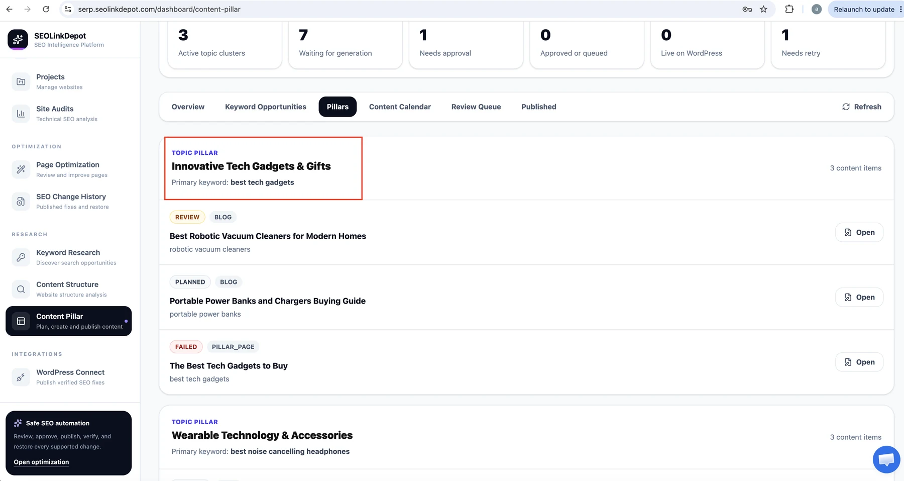 Content Pillar — Review your topic pillars